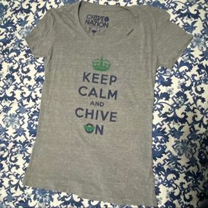 Gray Keep Calm and Chive On Boston T-Shirt Large